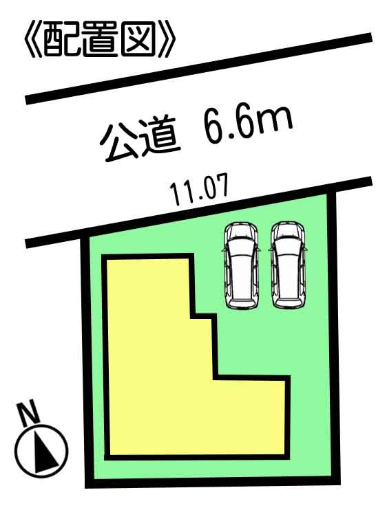 リーブルガーデン半田市成岩東町の区画図|○●区画図●○
並列駐車2台可能なカースペースがあります。