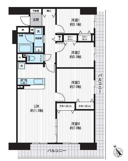 【間取り】 | ウエステージ明石四番館　14階 | 4LDKです。