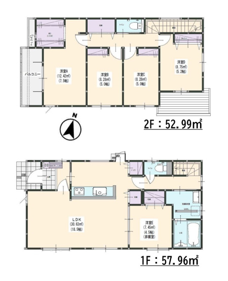 【間取り】 | 福岡市南区鶴田4丁目5期　2号棟（全3棟）【仲介手数料無料・0円】 | 平日、土日祝日もお好きな日時にご見学可能です。お気軽にお問合せ下さい。