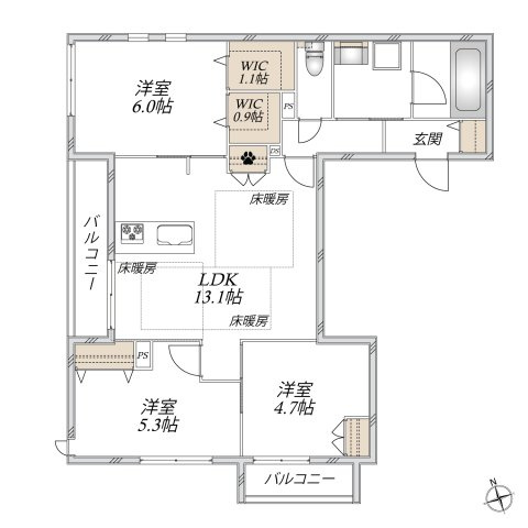【間取り】 | Parker's大山 | 2LDK
