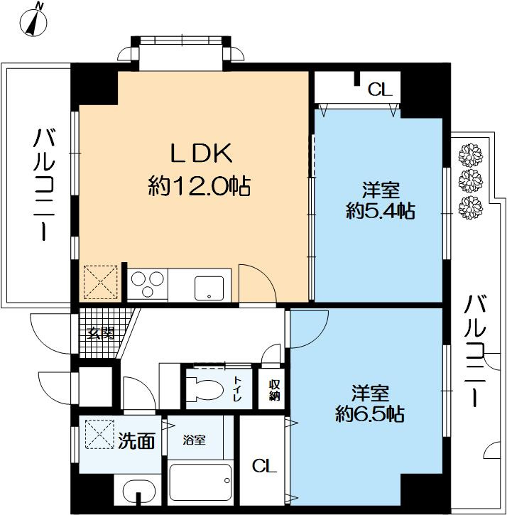 ヴェルドール六甲道の間取り|◇専有面積57.54㎡（17.4坪）◇JR六甲道駅徒歩6分◇阪神新在家駅徒歩５分
◇令和8年3月25日リフォーム完成