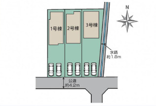 平塚市山下3丁目　新築戸建　全3棟3号棟の区画図
