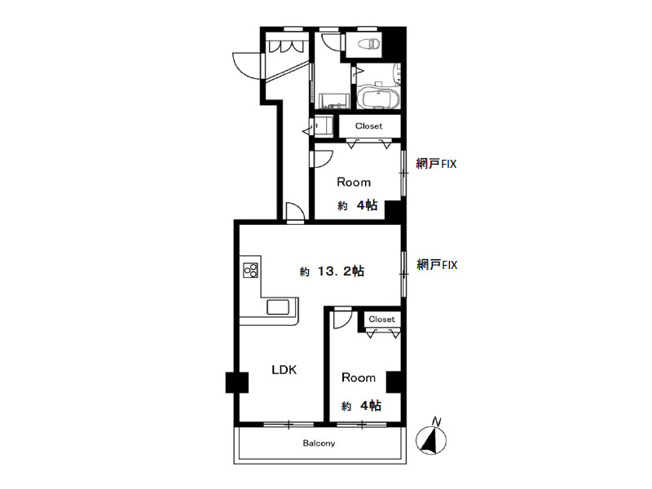 【間取り】 | グランドハイム保谷　(保谷店) | 5階角部屋につき採光・通風良好！2026年4月にリノベーションが完了しており室内大変綺麗です！※図面を基に作成しています。現況と異なる場合は現況を優先いたします。