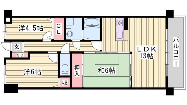 プラザハイツ二ツ屋A棟の間取り