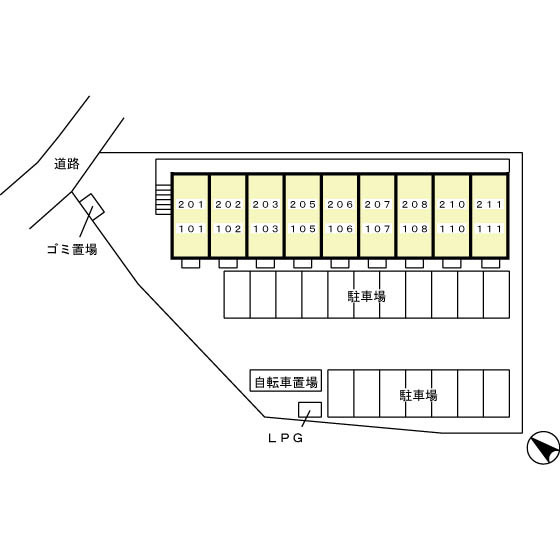サンハイムカワムラＢの区画図