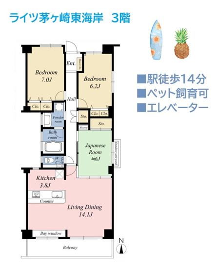 【間取り】 | 住み替え時も安心のペット飼育可能物件！使い勝手の良い3LDK◎　　