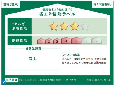 【外観】 | 各務原市那加前野町1丁目　1・2・3号棟 | 2号棟省エネ性能ラベル