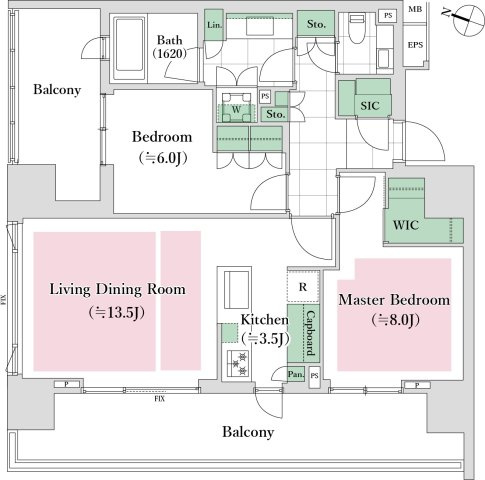 千代田区一番町の賃貸マンションの間取り