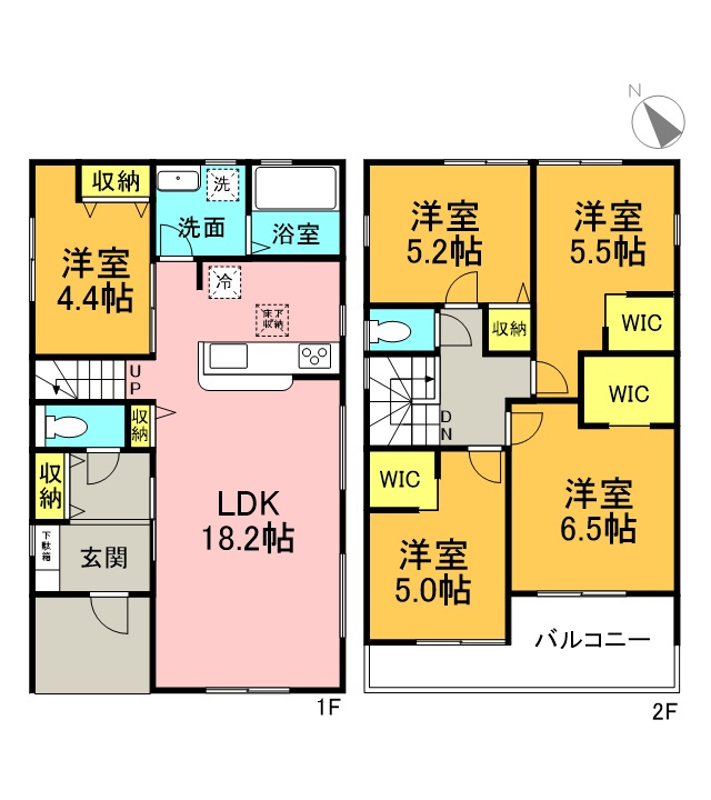 碧南市笹山町　新築戸建＜4号棟＞の間取り|5LDK＋WIC