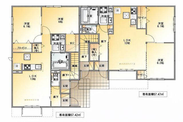 ラークヒルズ　神戸市長田区1棟売りアパート「H29年築」「満室稼働中」の間取り
