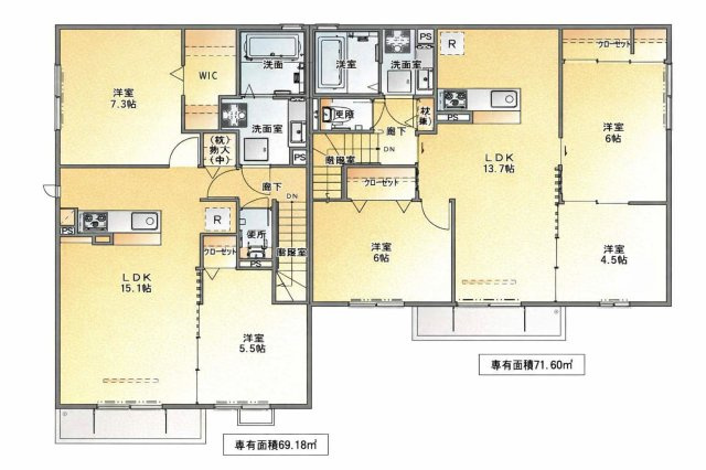 ラークヒルズ　神戸市長田区1棟売りアパート「H29年築」「満室稼働中」の間取り