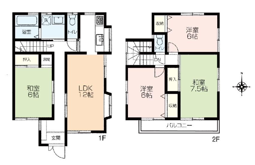 富士見市羽沢１丁目の中古一戸建の間取り|全居室6帖以上のゆとりある4LDK！
南側道路に面し陽当りも良好です。
カースペースもあります。