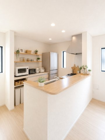 八潮市　南川崎　新築戸建　全11棟のキッチン|キッチンでお料理をお楽しみください※家具をCGで加工しており、家具付き販売ではございません。