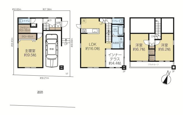 津知町 売土地の参考プラン|2階にリビングを配した明るく開放的な3LDK
外からの視線を気にせずくつろげる空間に、インナーテラスがやさしい光と広がりをプラス
家族の時間を心地よく彩ります