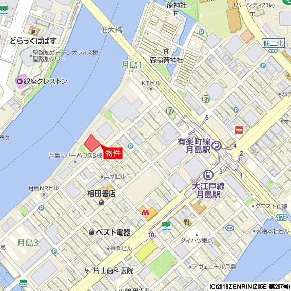 Ｂｒｉｌｌｉａ　ＷＥＬＬＩＴＨ月島の地図