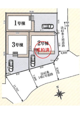 八王子市　小宮町　新築一戸建て　２４期の区画図|～全号棟カースペースが並列2台あり、ゆったりした区画です～