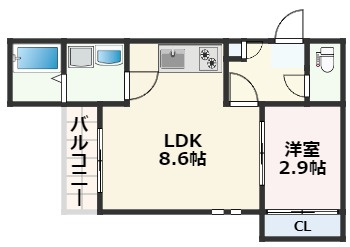 熊本市中央区黒髪６丁目のアパートの間取り