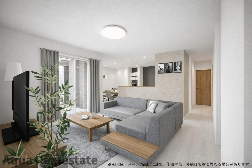 綾歌郡宇多津町岩屋の新築一戸建の居間・リビング|ゆったり過ごせる居間です