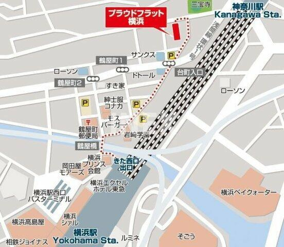 横浜市神奈川区台町の賃貸マンションの地図