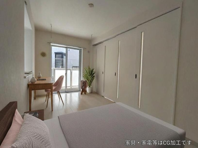 【寝室】 | フラワーウィーク | バーチャル家具を配置したお部屋のお写真です。