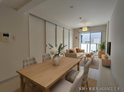 【居間・リビング】 | フラワーウィーク | バーチャル家具を配置したお部屋のお写真です。