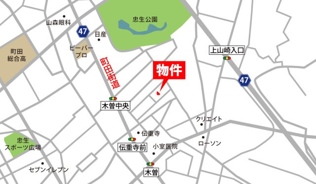 町田市木曽西５丁目　売地の地図