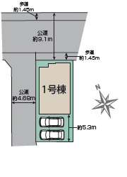厚木市愛甲東1丁目　新築戸建　全1棟1号棟の区画図