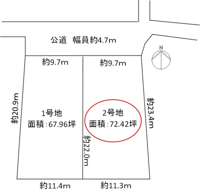 【区画図】 | 岸和田市田治米町土地2号地 | 2号地