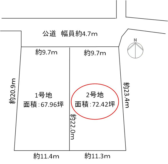 【土地図】 | 岸和田市田治米町土地2号地 | 2号地