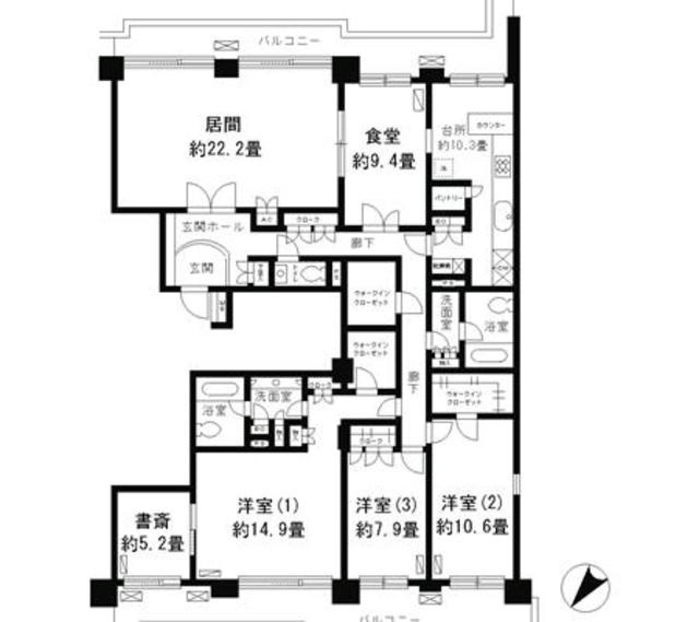 横浜市中区本牧原の賃貸マンションの間取り