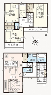 【間取り】 | 【仲介手数料無料！！】府中市分梅町3丁目　新築戸建て（全5棟）4号棟　7240万円 | ４号棟