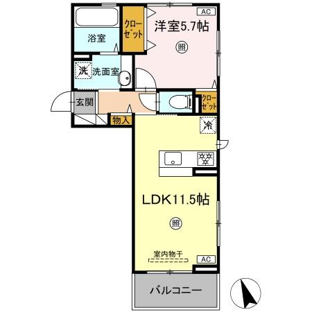 合志市須屋のアパートの間取り