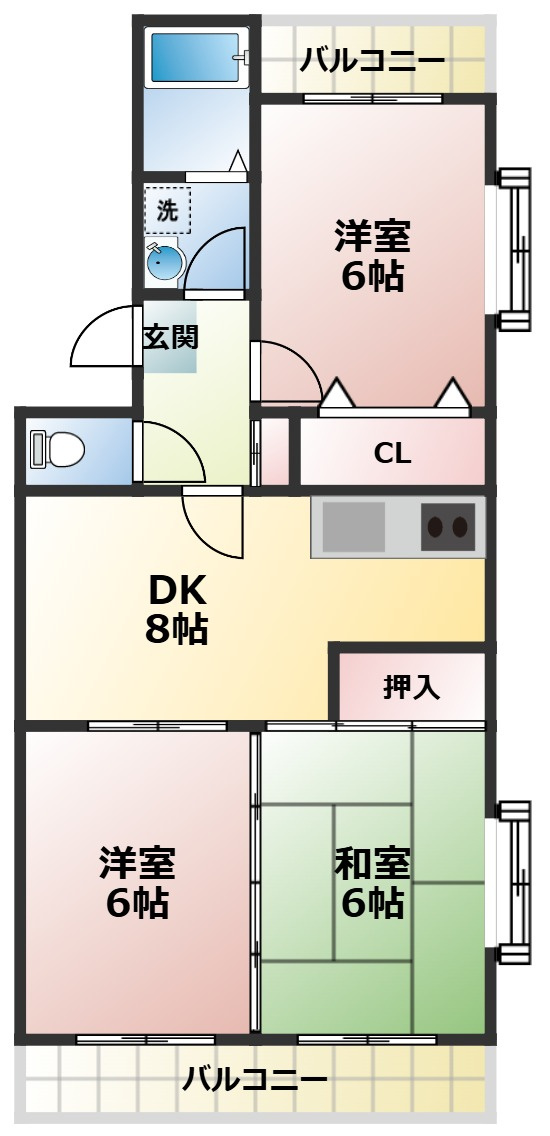 クレール北浜の間取り