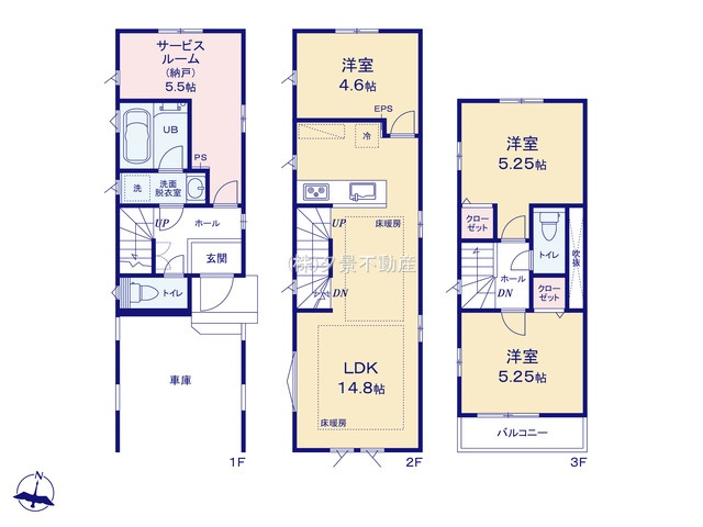 《仲介手数料無料》北区西が丘２丁目3-6新築一戸建ての間取り