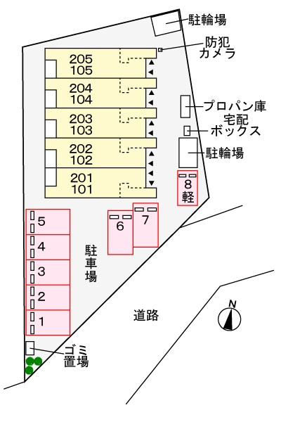 シエロガーデン高知の区画図|駐車場