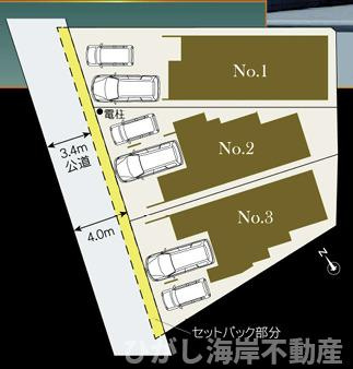 藤沢市辻堂６丁目　新築戸建　全３棟の区画図|対象No2