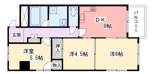姫路市野里寺町の賃貸マンションの間取り