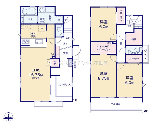 『八王子市新築戸建て』八王子市石川町3238【仲介手数料無料】の間取り|～仲介手数料無料☆八王子ひなた不動産～八王子市石川町　新築戸建て