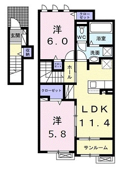広島市安佐北区亀山４丁目のアパートの間取り