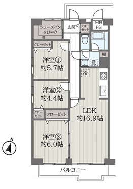 パレ平塚すみれ平四番館の間取り