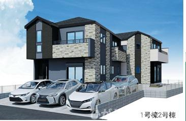茅ヶ崎市柳島２丁目　新築戸建　全２棟の外観パース|イメージパスですので実際のものと多少異なります　
