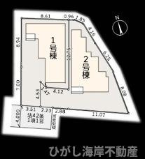 茅ケ崎市旭が丘　新築戸建　全２棟の区画図|対象１号棟