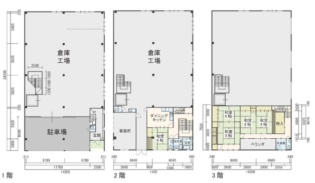 大阪市東住吉区今川六丁目　事務所兼作業場の間取り