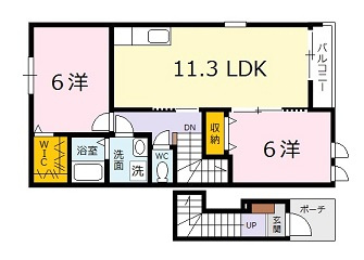 広島市安佐北区可部町大字南原のアパートの間取り