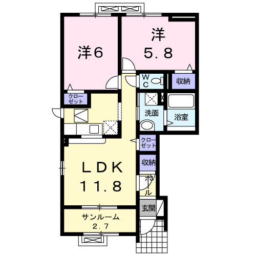 【間取り】 | フラワープレイスＫ　Ⅰ