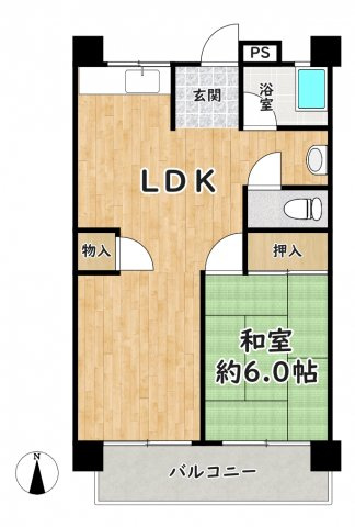 【間取り】 | ハイツ米屋 | 間取りは反転となります。