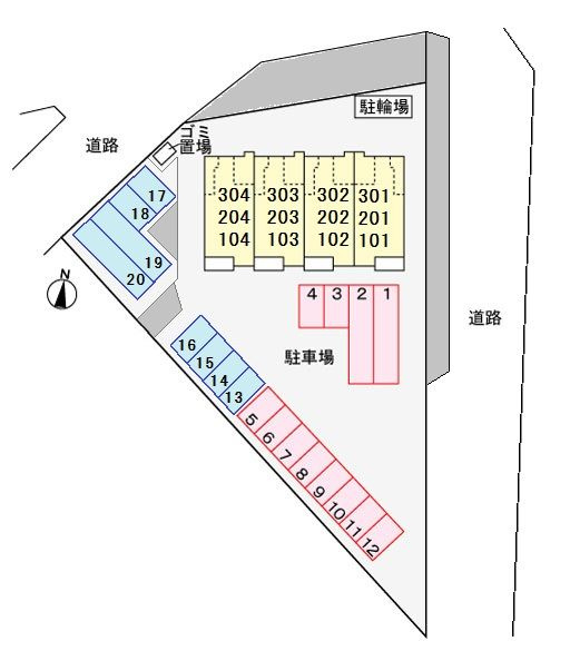 ヴィラの駐車場