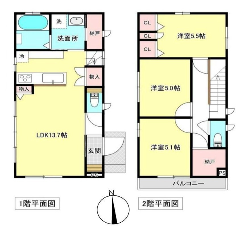 【中古戸建】前橋市文京町4丁目の間取り|■間取り図｜敷地面積：87.93（約26.59坪）　建物面積：82.62（約24.99坪）