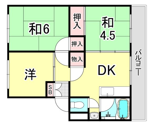 仁川リバーサイドハイツB棟の間取り