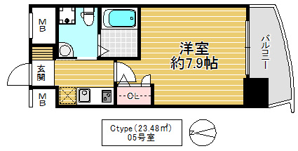 東大阪市高井田本通７丁目の賃貸マンションの間取り